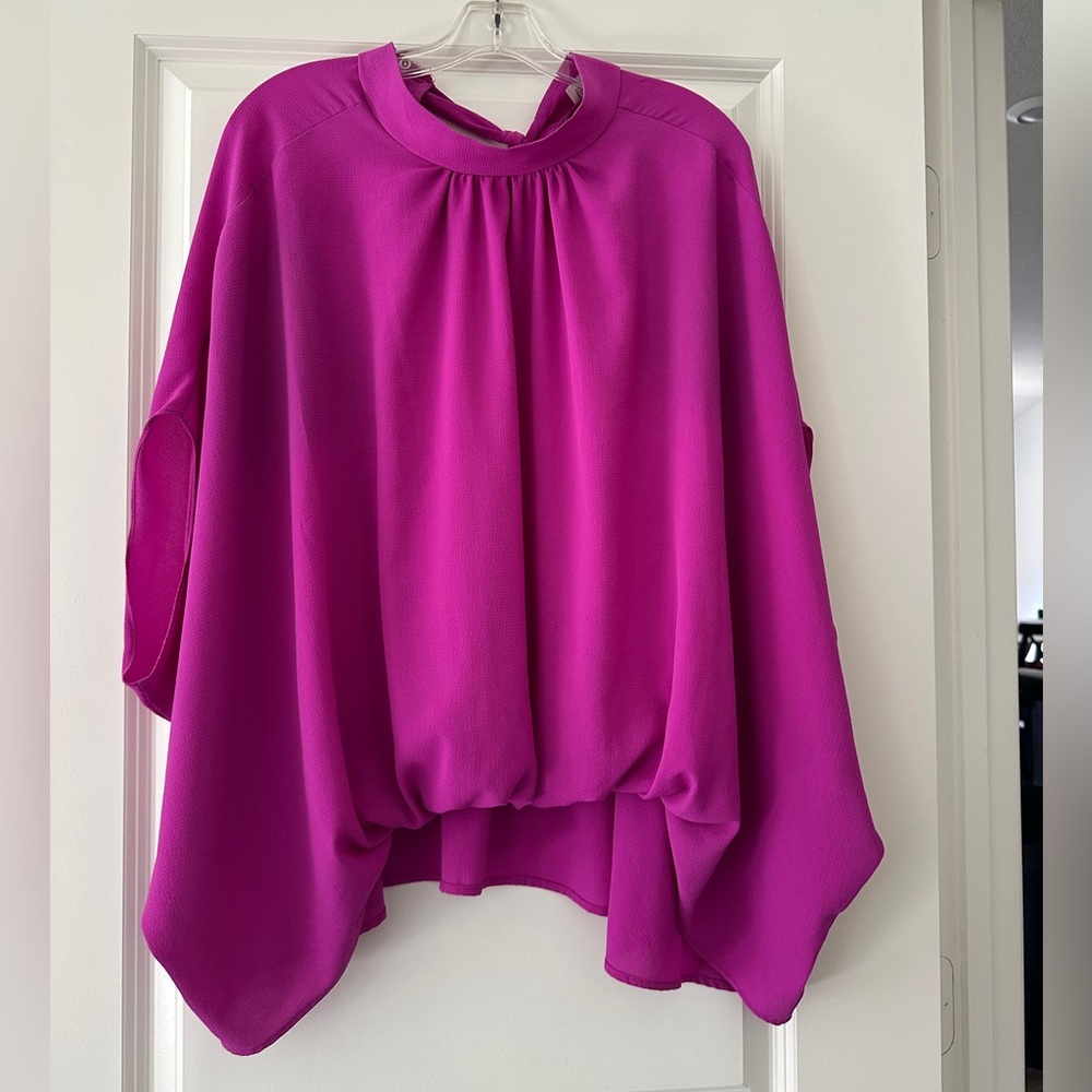Impressions Womens Fuchsia Blouse Barbiecore Summer Chic Streetwear